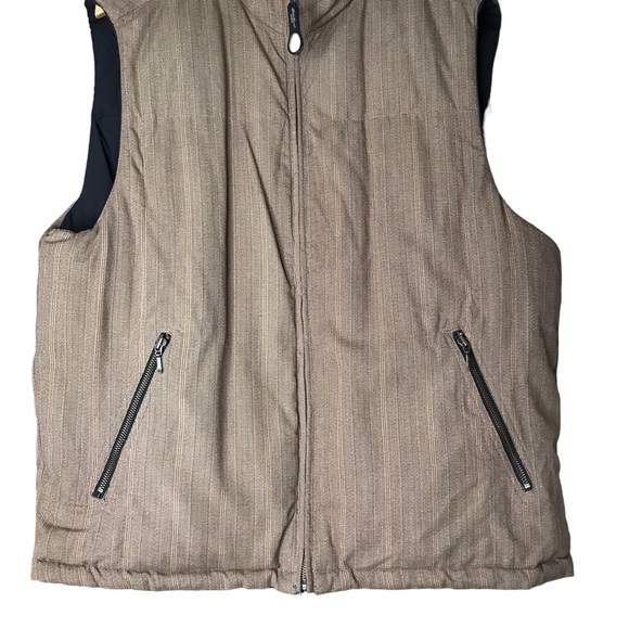 Eddie Bauer Down Vest Jacket Reversible Striped Pattern Warm Coat Men's Large - Picture 10 of 12